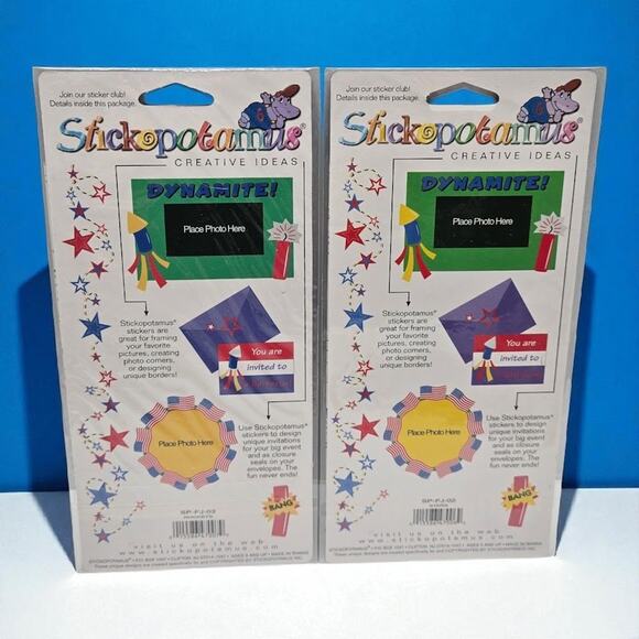 Patriotic Vintage Stickopotamus Mrs. Grossman's Stickers Rockets Fireworks Stars - Picture 3 of 7